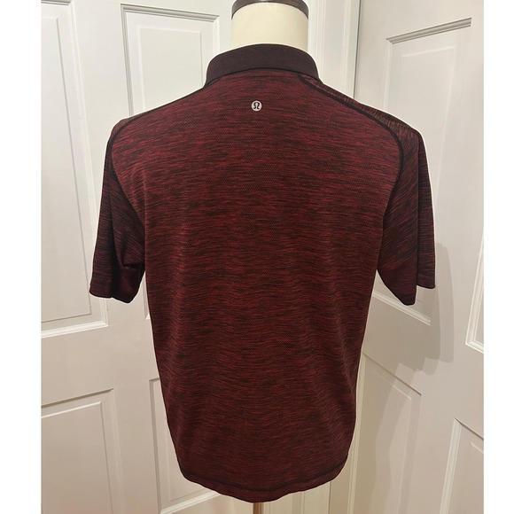 LULULEMON Metal Vent Tech Polo Burgundy Red Black Men Large Golf - Picture 7 of 11